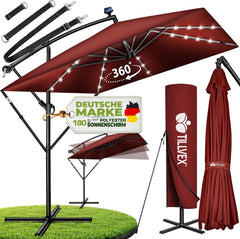 Zweefparasol - Tuinparasol - Parasol 330 cm - Met voet - Met Parasolhoes - Rood - Tillvex