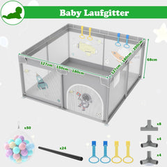 Grondbox - Baby box - Kinderbox - Babybox - Speelbox - 200x180 cm - Grijs - SUBTLETY