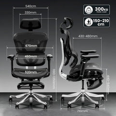 FLEXISPOT Ergonomische bureaustoel ErgoX Max zwart tot 300 kg, met 4D-hoofdsteun en 5D-armleuningen, eendelige rug- en lendensteun voor kantoor en gaming