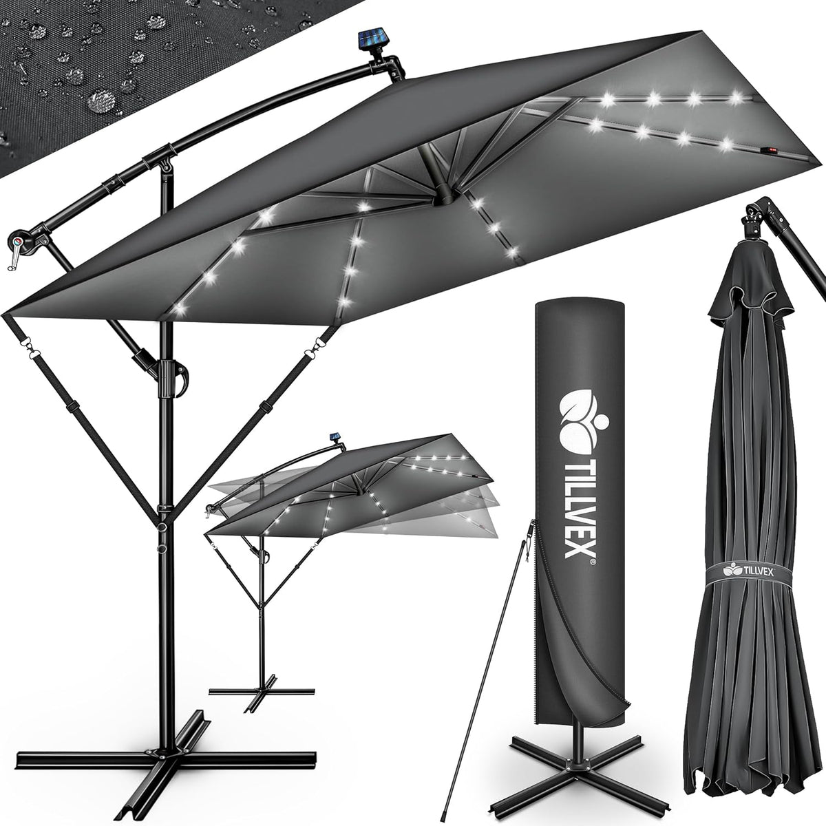 Tillvex® LED Parasol - Ø330cm - Verstelbaar - Antraciet