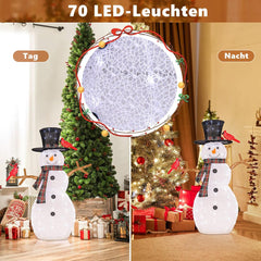 COSTWAY Led-sneeuwpopdecoratie, kerstdecoratie voor buiten en binnen, kerstfiguur met koudwitte ledlampen en grondpennen, kerstdecoratie, weerbestendig IP44, kerstverlichting