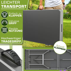 Inklapbare tafel - Klaptafel - Vouwtafel - 220x70 cm - Grijs - Tillvex