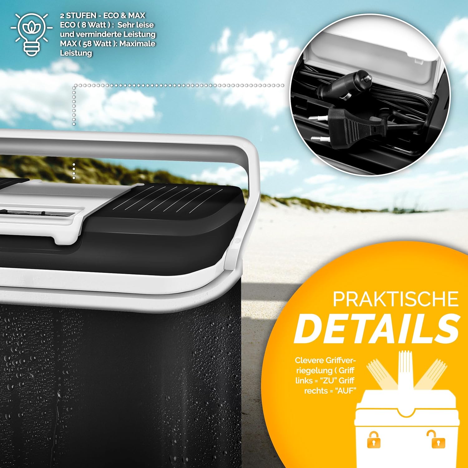 Tillvex® Elektrische Koelbox – 24L – 12V&  230V Stekker – Zwart