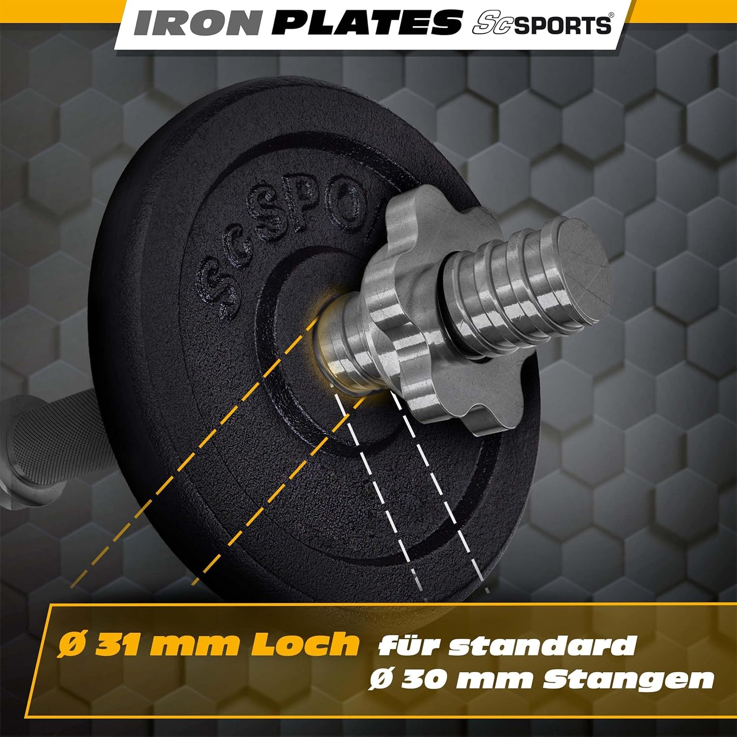 Halterschijven - Halter gewichten - 30 mm - Gietijzer - 4x5 kg - ScSPORTS®