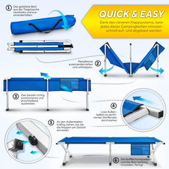 Veldbed - 1 Persoons - Kampeerbed - Stretcher - 210x72 - Blauw - TRESKO®