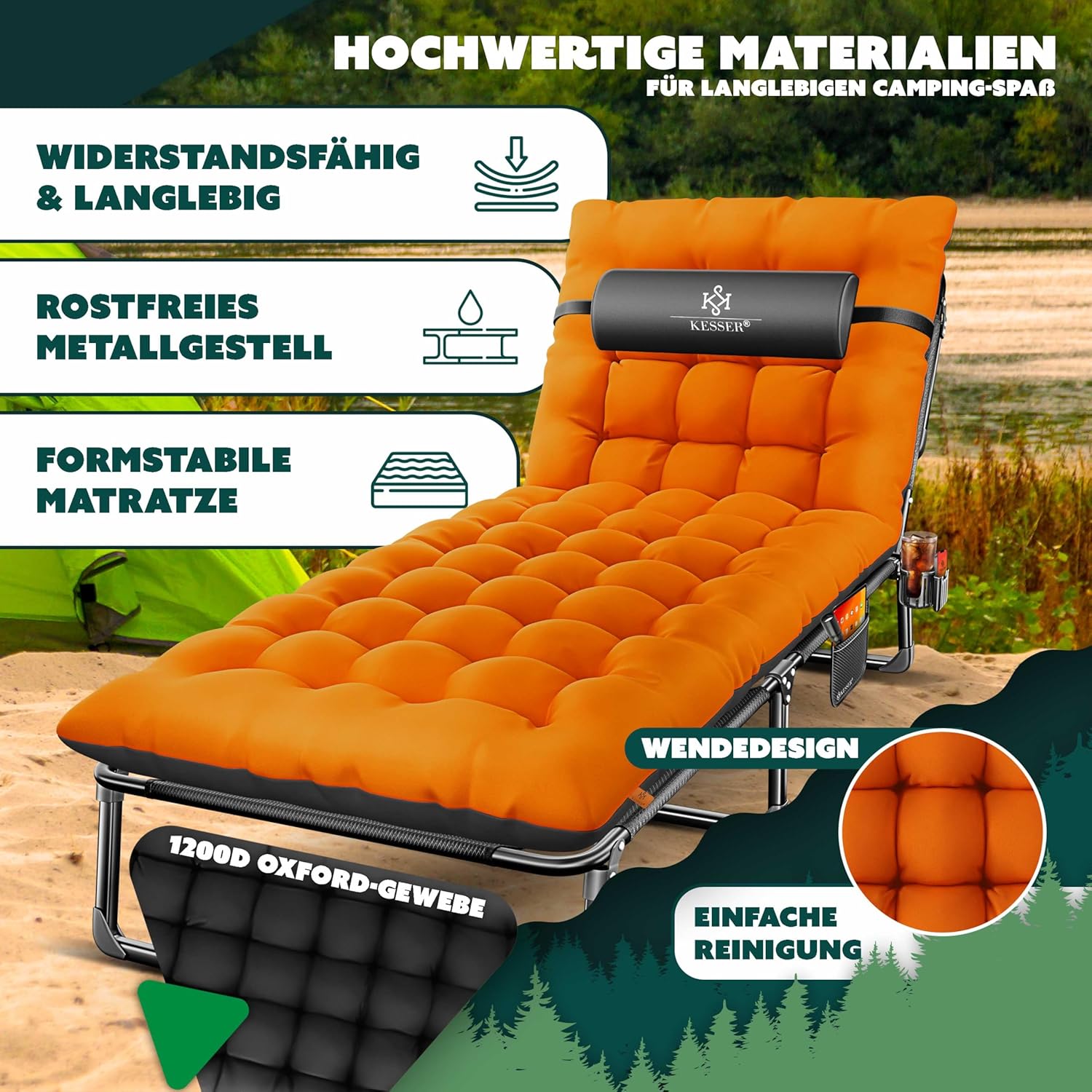 KESSER® Campingbed - Ligbed - Inklapbaar - 190x68x30cm - Antraciet