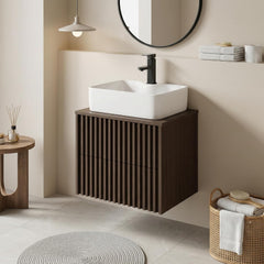 UEV Wastafelonderkast voor gastentoilet/kleine badkamer, wastafel klein 61 cm, badkamerkast, badkamerkast, wastafelonderkast hangend, wastafelonderkast met voldoende opbergruimte, ruimtebesparend