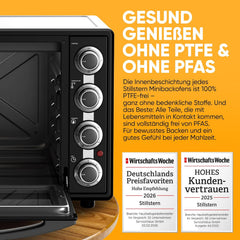 Vrijstaande oven - Hetelucht oven - 35 Liter - 1600W - Zwart - Stilstern