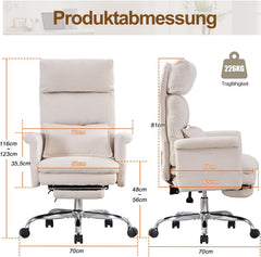 UEV Bureaustoel, ergonomisch, met voetensteun, tot 226 kg, draaistoel, beige