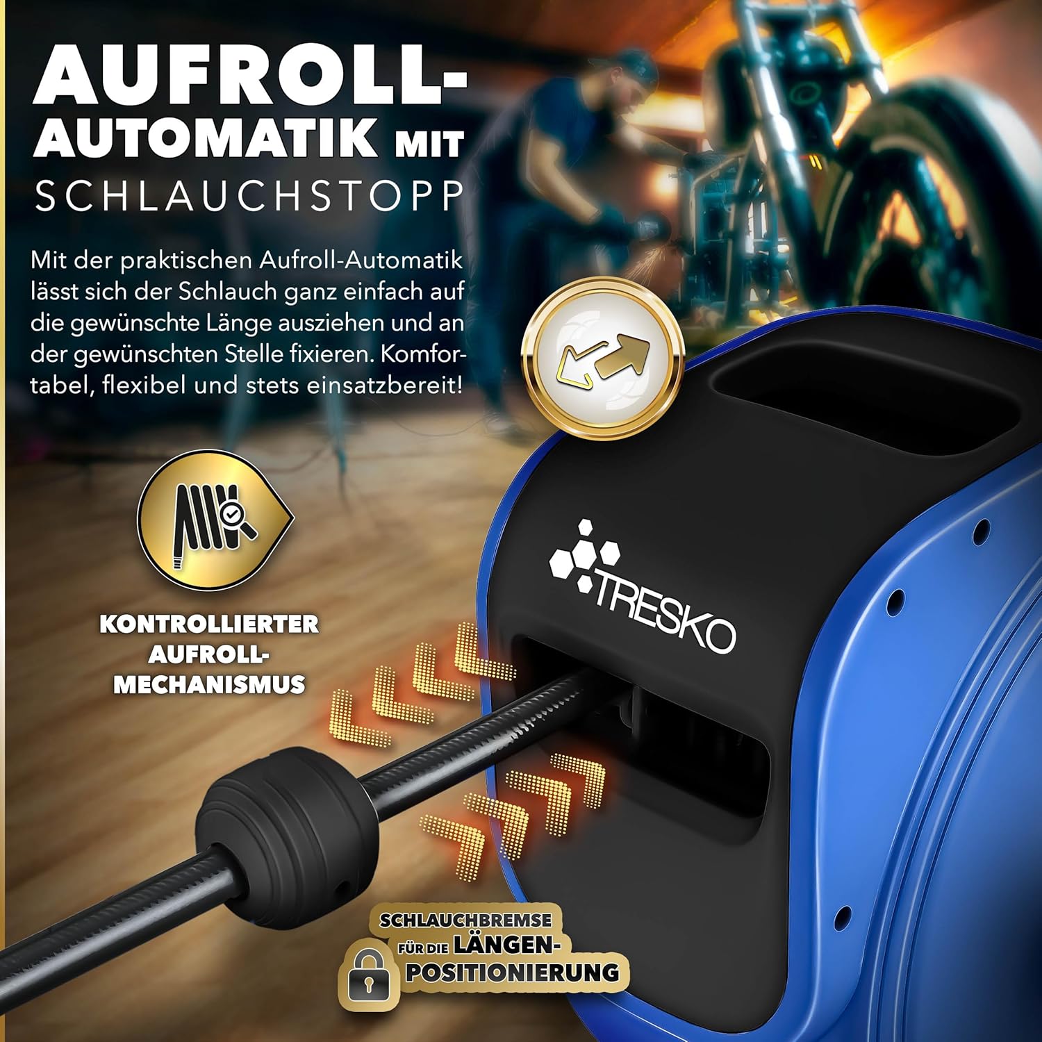 Automatische Luchtslanghaspel - Luchthaspel - 30 meter - Blauw