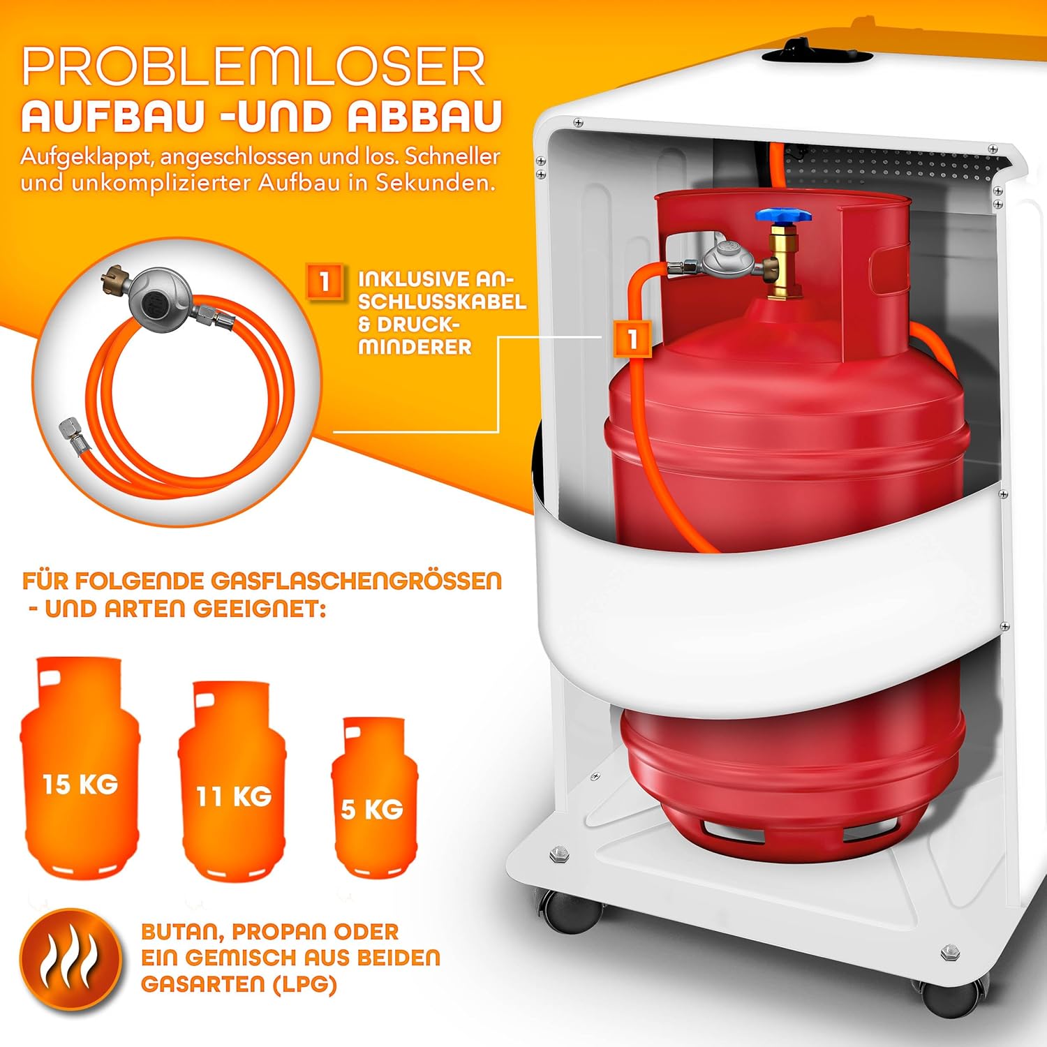 Tresko® Gaskachel Keramisch - 4200W - Terrasverwarmer - Wit
