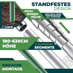 KESSER® Telescopische vlaggenmast - Verstelbaar - 6,30m - Zilver