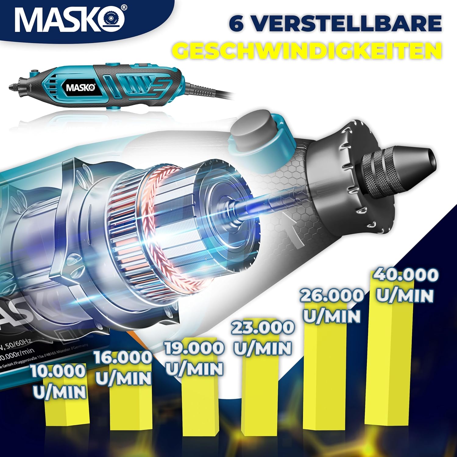 MASKO® Multitool - Roterend - 141-delige accessoireset - Blauw