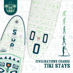 FunWater Stand-Up Paddleboard, TIKI Paddleboard voor volwassenen, 3,20 m lang, met extra breed, groot, antislip EVA-dek, inclusief hoogwaardige SUP-accessoires zoals een dubbelzijdige peddel en een schouderriem voor de SUP-drager.