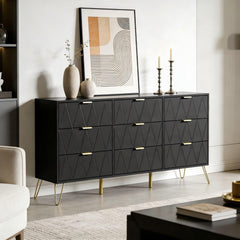 Commode - Dressoir - Ladekast - 150x34x74 cm - Zwart - UEV