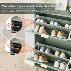 UEV Schoenenkast met 2 kleppen smal, schoenenkast 50x24x103,5cm (groen)