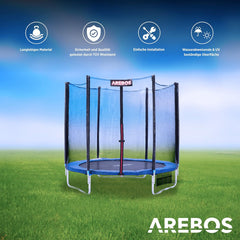 Veiligheidsnet Trampoline - Randafdekking 244 cm - Trampoline net - 6 Stangen - AREBOS