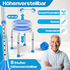 KESSER® Douchekruk - Douchestoel - Verstelbaar - Antislip - Blauw