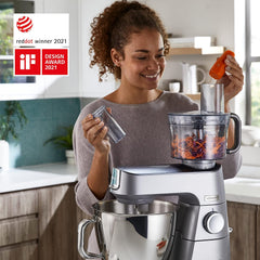 Kenwood Titanium Chef Baker XL - keukenmachine 1200W 7L+5L, geïntegreerde weegschaal, LightLift-roerarm, zilver •