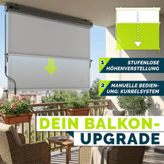 tillvex Verticale zonwering, 180 x 250 cm, voor buiten en binnen met regenhoes, buitenrolgordijn, waterdicht, met handslinger, voor balkon, terras en tuin, balkonrolgordijn, zonwering