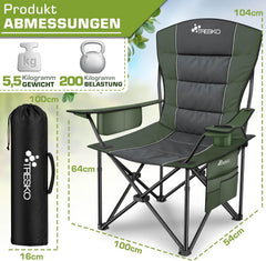 TRESKO® Campingstoel - Visstoel - Vouwstoel - Groen