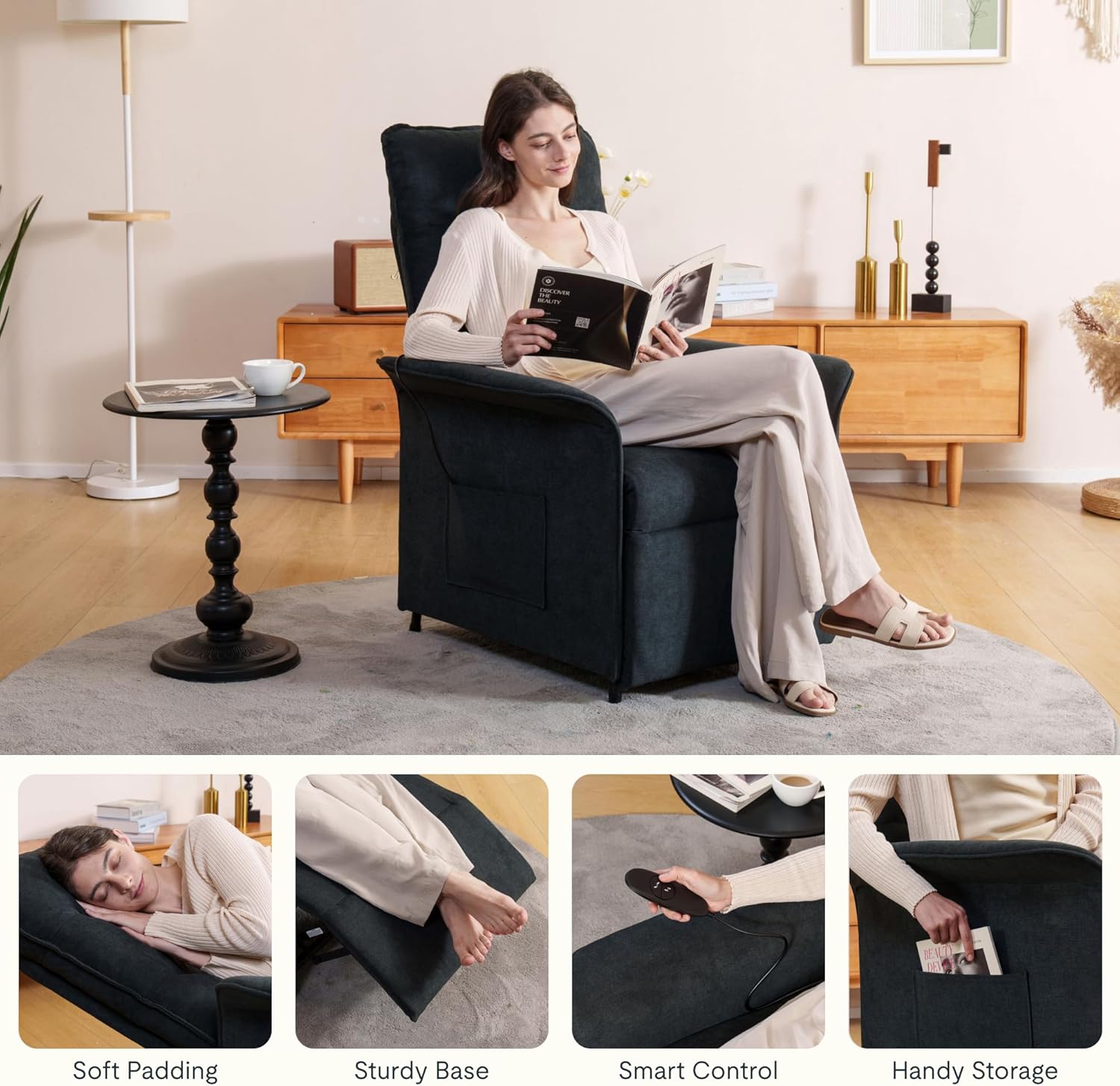 Fauteuil met armleuning - Relaxfauteuil - Relaxstoel - Elektrisch - Donkergrijs - X1DG-V2 - FLEXISPOT