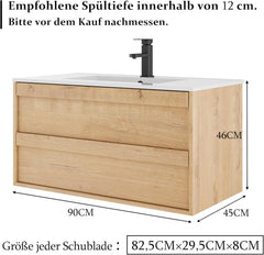 Wastafelkast - Wastafelmeubel - Wastafelonderkast - 90 cm - Bruin - UEV