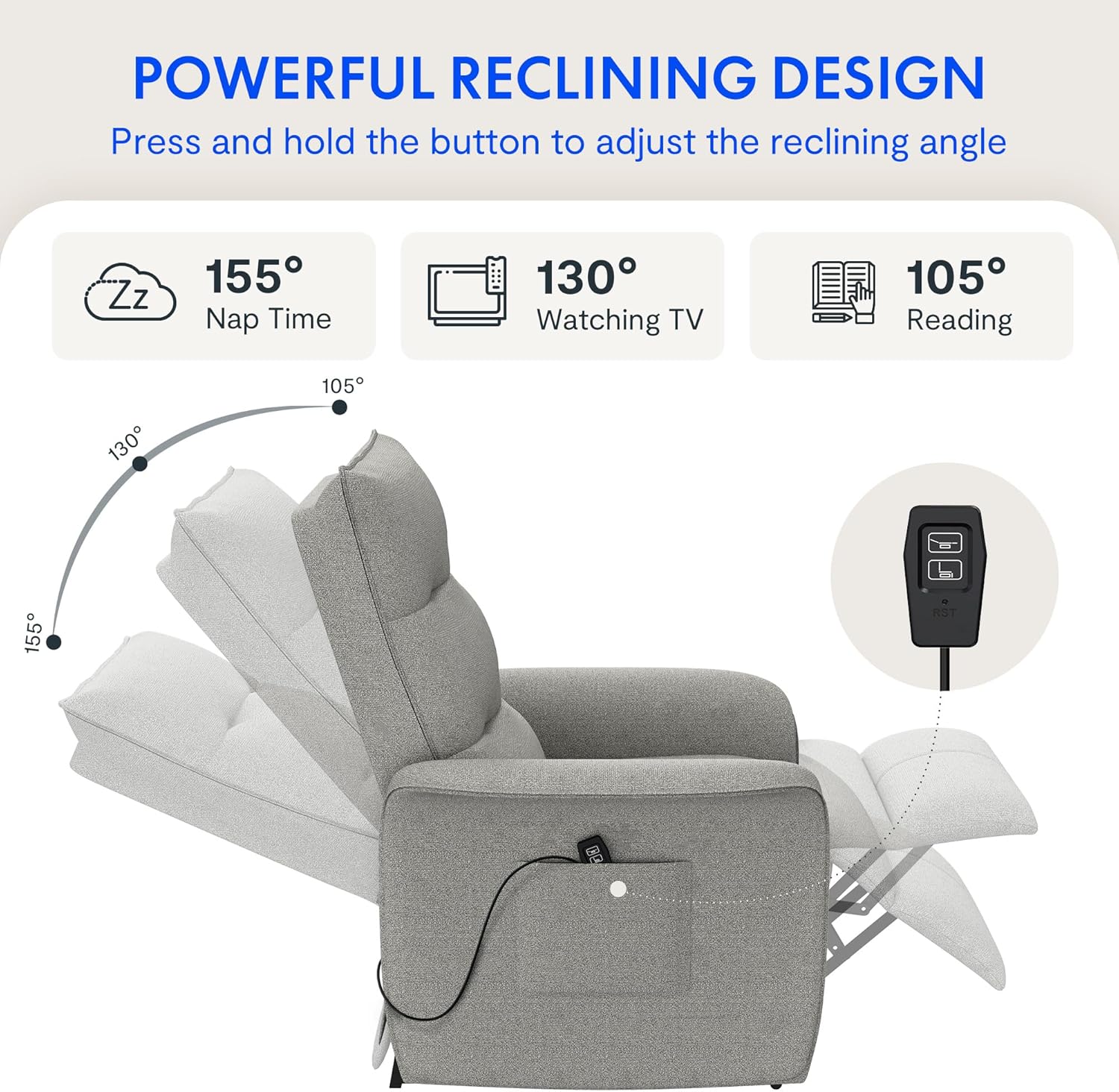 Fauteuil met armleuning - Relaxfauteuil - Relaxstoel - Elektrisch - Lichtgrijs - X1AG-V2 - FLEXISPOT