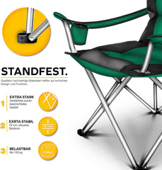 TRESKO® Campingstoel - Visstoel - Vouwstoel - Groen