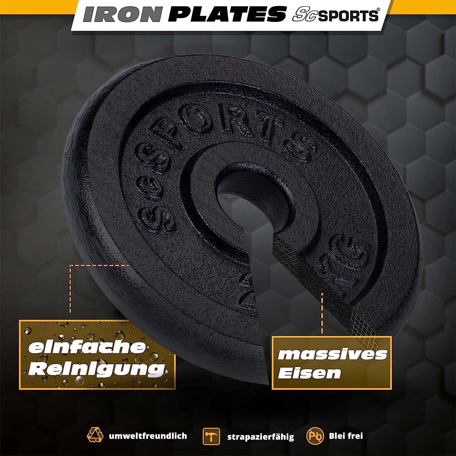 Halterschijven - Halter gewichten - 30 mm - 2x2.5 kg - Gietijzer - ScSPORTS®