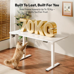 Zit sta bureau - Elektrisch - Verstelbaar - 140x60 cm - Wit - QS1W - FLEXISPOT