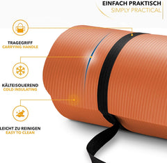 Yogamat - Fitness mat - Sportmat - Yoga mat extra dik - Oranje - TRESKO