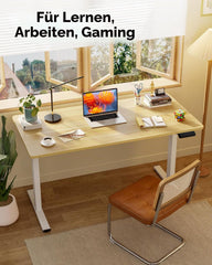 SANODESK In hoogte verstelbaar bureau met eendelig tafelblad, statafel voor thuiskantoor, stabiel en ruimtebesparend, 100 x 60 cm (esdoorn)
