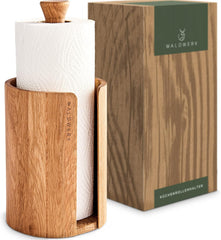 WALDWERK Zewa Keukenrolhouder van echt eikenhout, staand voor alle gangbare keukenrollen, plasticvrije keukenpapierhouder