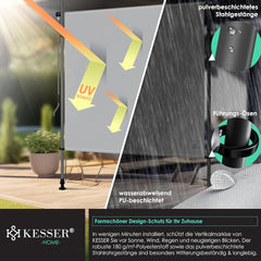 KESSER® Klemluifel - Balkonluifel - Zonwering - 100x310 cm - Grijs
