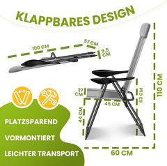 KESSER® Tuinstoel Opklapbaar - Set van 2 - Antislip - Grijs