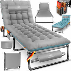 KESSER® Campingbed - Ligbed - Inklapbaar - 190x68x30cm - Grijs