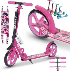 Arebos City Scooter, Hoogteverstelbaar | Opvouwbaar | Inclusief draagriem | XXL wielen | Kickrem | Voor kinderen en volwassenen | Draagvermogen tot 100 kg | Kickstep | Kickstep