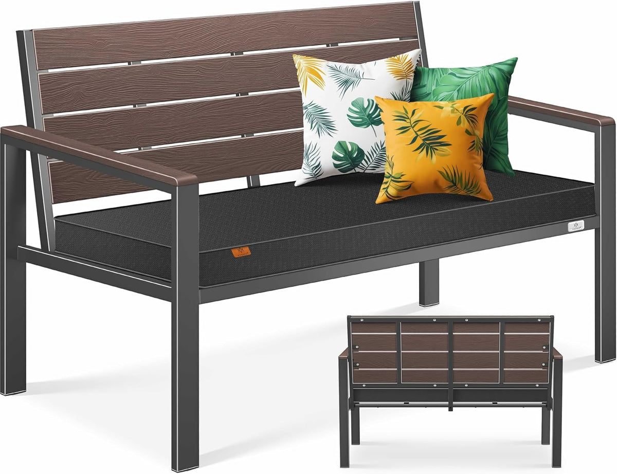 KESSER® Tuinbank met kussen - Zitbank - Weerbestendig - Bruin