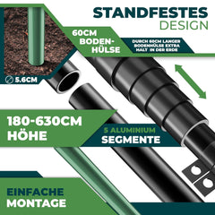 KESSER® Telescopische vlaggenmast - Verstelbaar - 6,30m - Zwart