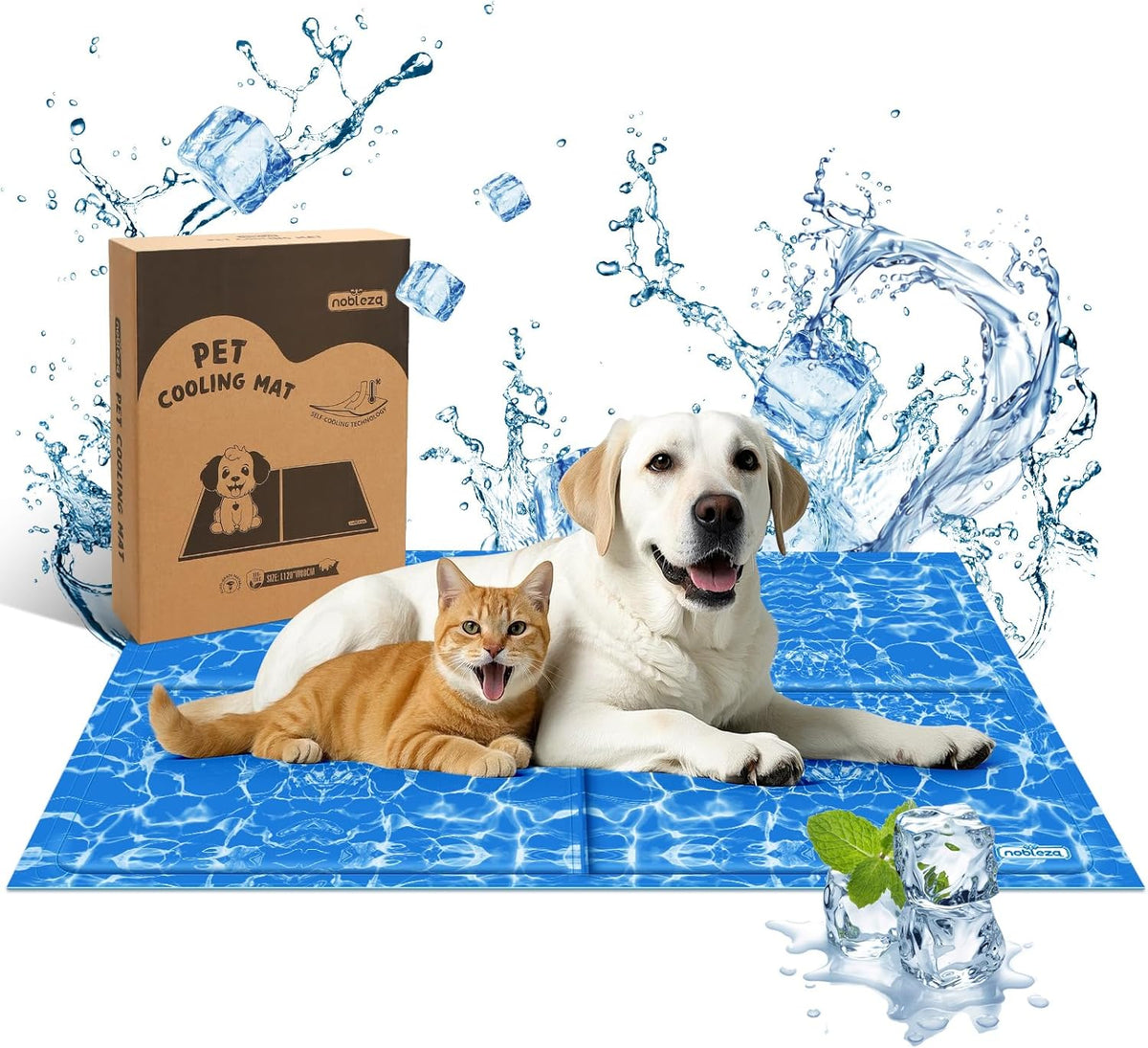Koelmat Hond & Kat - 120x80 cm - Blauw - Nobleza