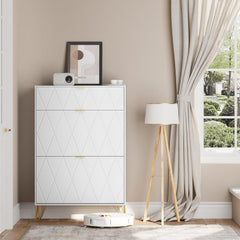 UEV Schoenenkast met 2 kleppen, 80 x 24 x 120 cm voor 16 paar schoenen met 1 lade, schoenenkast wit, schoenenkast smal, kast hal schoenenkast in de hal, ruimtebesparend