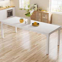 Tribesigns Eettafel, industriële keukentafel voor 6 - 8 personen, 200 x 70 x 75 cm, rechthoekige eettafel met robuuste metalen poten, voor eetkamer, keuken, woonkamer, wit
