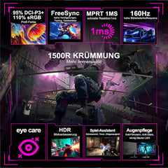 Gaming Monitor - Beeldscherm computer - 27 inch - Curved - 160Hz - FHD - Minifire