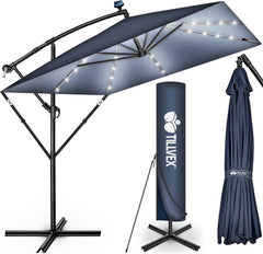 Zweefparasol - Tuinparasol - Parasol - Met voet - 235x235 cm - Met Parasolhoes - Marineblauw - Tillvex