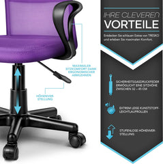 Kinder bureaustoel - Ergonomische Bureaustoel kinderen - Paars - TRESKO