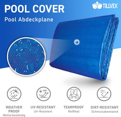 tillvex Pool afdekzeil, diameter 457 cm, rond, zwembadafdekking, uv-bestendig en scheurvast, voor zwembad