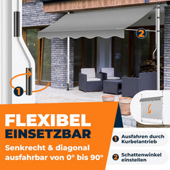 Klemluifel - Balkon luifel - Verticale luifel - 250 cm - Grijs - KESSER®
