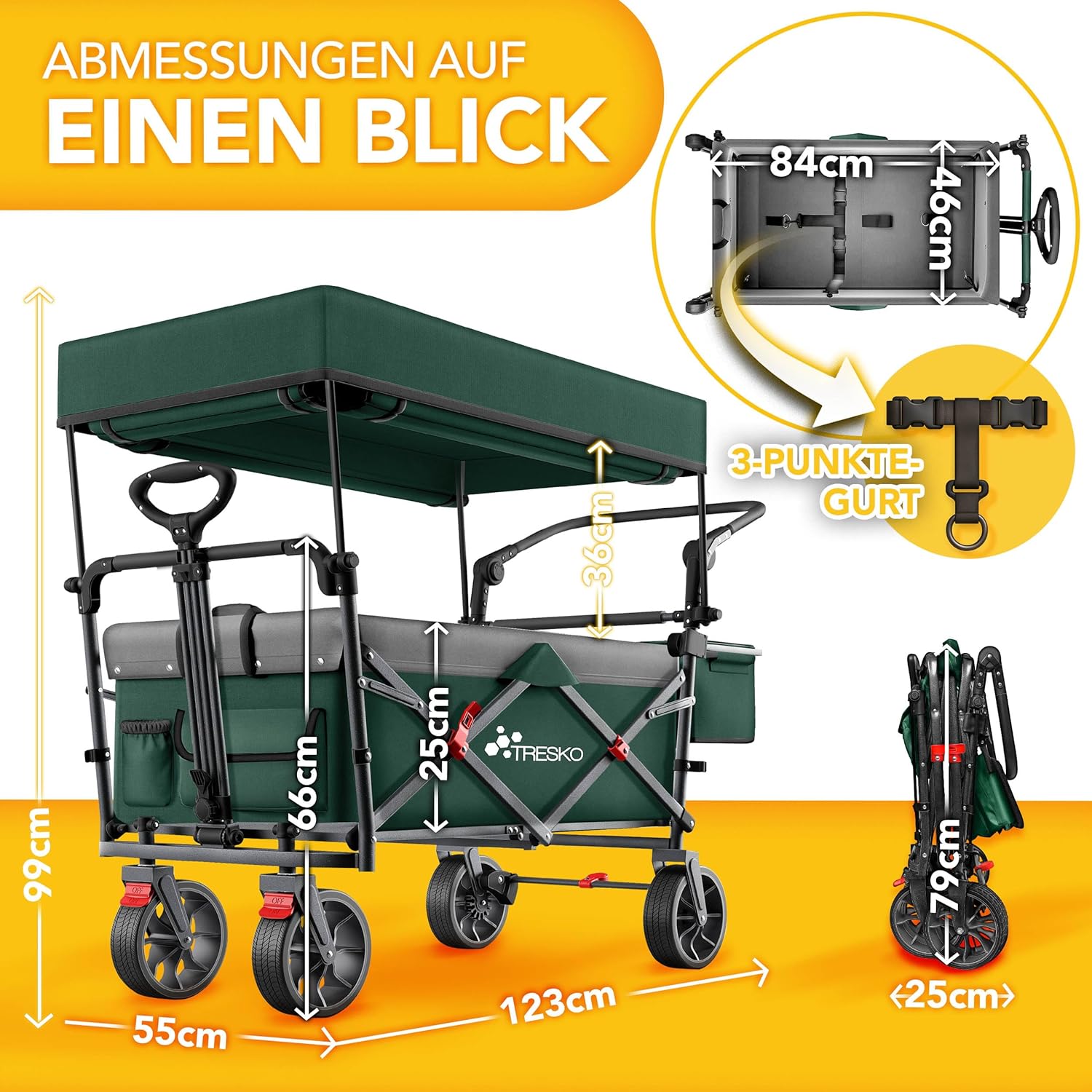 TRESKO® Bolderkar - Opvouwbaar - Bolderwagen - Groen