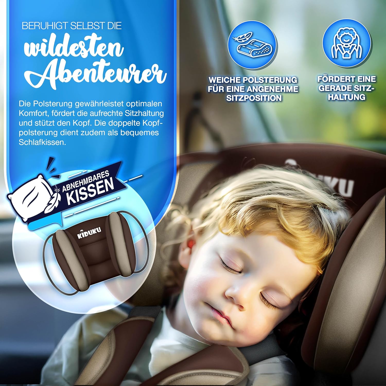 KIDUKU® Autostoeltje - Kinderzitje - Veiligheidsgordel - Bruin